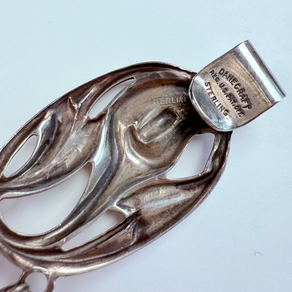 Vintage Large Art Nouveau Flower Danecraft Panel Sterling Silver 925 Bracelet - Picture 5 of 7